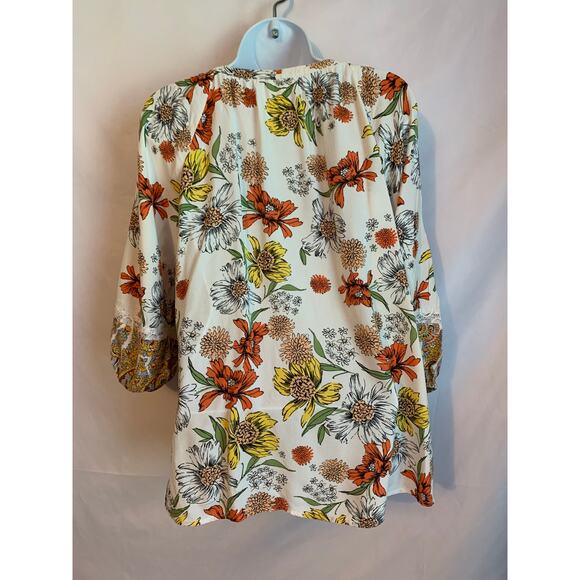 Fig and Flower Size Medium Women's Floral/Lace Print Cold Shoulder Boho Blouse - Picture 2 of 8